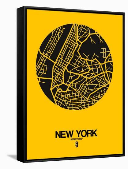 New York Street Map Yellow-NaxArt-Framed Stretched Canvas