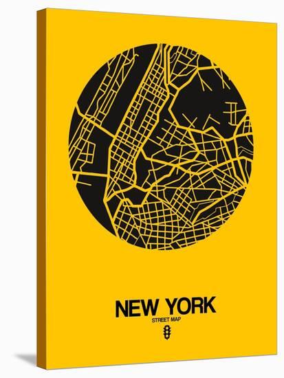 New York Street Map Yellow-NaxArt-Stretched Canvas