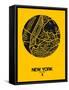 New York Street Map Yellow-NaxArt-Framed Stretched Canvas