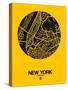 New York Street Map Yellow-NaxArt-Stretched Canvas