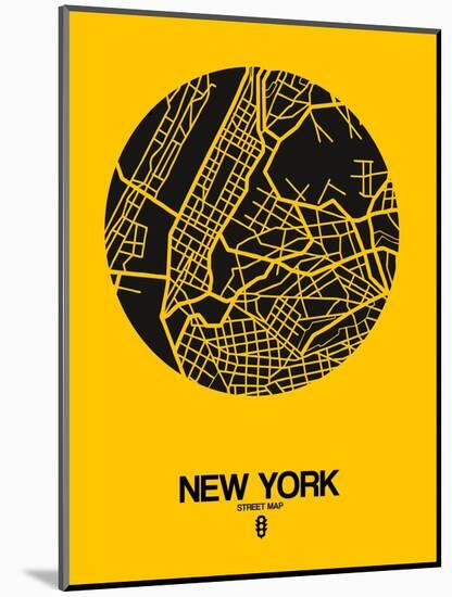 New York Street Map Yellow-NaxArt-Mounted Art Print