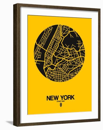 New York Street Map Yellow-NaxArt-Framed Art Print