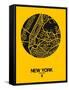 New York Street Map Yellow-NaxArt-Framed Stretched Canvas