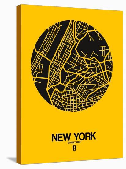 New York Street Map Yellow-NaxArt-Stretched Canvas