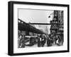 New York Street Scene, with Pedestrians Passing Pawn Shop with Elevated Sixth Ave. Subway Line-null-Framed Photographic Print