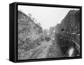 New York Subway Construction 129Th St.-null-Framed Stretched Canvas