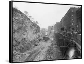 New York Subway Construction 129Th St.-null-Framed Stretched Canvas