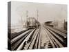 New York Subway Train on Manhattan Viaduct-null-Stretched Canvas