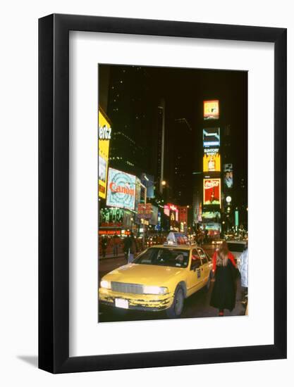 New York taxi at night 1995-null-Framed Photographic Print