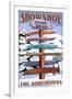 New York - the Adirondacks - Stone Bridge Snowshoe Signpost-Lantern Press-Framed Art Print