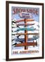 New York - the Adirondacks - Stone Bridge Snowshoe Signpost-Lantern Press-Framed Art Print