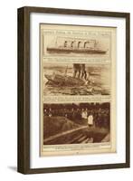 New York Times Illustrations of Sinking of the Lusitania by a German Submarine, 1915-null-Framed Art Print
