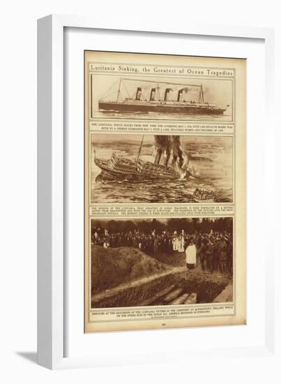 New York Times Illustrations of Sinking of the Lusitania by a German Submarine, 1915-null-Framed Art Print