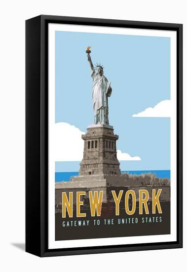 New York Travel Poster-Michael Jon Watt-Framed Stretched Canvas