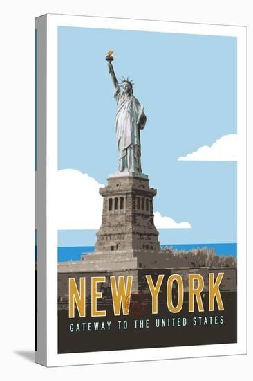 New York Travel Poster-Michael Jon Watt-Stretched Canvas