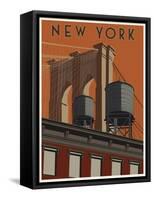 New York Travel Poster-Steve Thomas-Framed Stretched Canvas