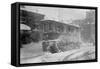 New York Trolley Car Makes its Way During the Blizzard of 1922-null-Framed Stretched Canvas