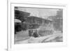 New York Trolley Car Makes its Way During the Blizzard of 1922-null-Framed Art Print