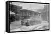 New York Trolley Car Makes its Way During the Blizzard of 1922-null-Framed Stretched Canvas