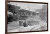 New York Trolley Car Makes its Way During the Blizzard of 1922-null-Framed Art Print