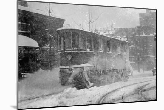 New York Trolley Car Makes its Way During the Blizzard of 1922-null-Mounted Art Print