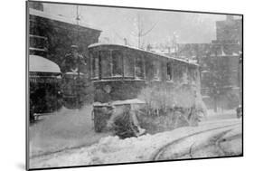 New York Trolley Car Makes its Way During the Blizzard of 1922-null-Mounted Art Print