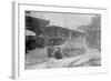 New York Trolley Car Makes its Way During the Blizzard of 1922-null-Framed Art Print