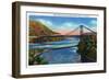 New York - US Route 9W View of Bear Mountain Hudson River Bridge-Lantern Press-Framed Art Print