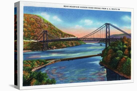 New York - US Route 9W View of Bear Mountain Hudson River Bridge-Lantern Press-Stretched Canvas