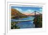 New York - US Route 9W View of Bear Mountain Hudson River Bridge-Lantern Press-Framed Premium Giclee Print