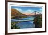 New York - US Route 9W View of Bear Mountain Hudson River Bridge-Lantern Press-Framed Premium Giclee Print