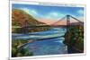 New York - US Route 9W View of Bear Mountain Hudson River Bridge-Lantern Press-Mounted Premium Giclee Print