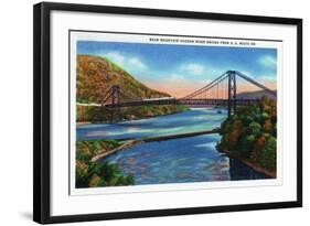 New York - US Route 9W View of Bear Mountain Hudson River Bridge-Lantern Press-Framed Art Print