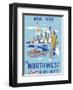 New York, USA, Manhattan, Fly Northwest Orient Airlines-null-Framed Art Print