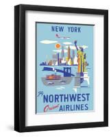 New York, USA, Manhattan, Fly Northwest Orient Airlines-null-Framed Art Print