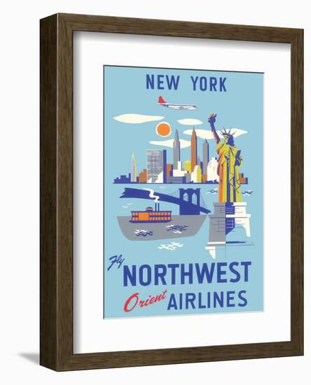 New York, USA, Manhattan, Fly Northwest Orient Airlines-null-Framed Art Print