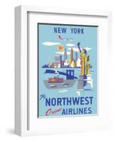 New York, USA, Manhattan, Fly Northwest Orient Airlines-null-Framed Art Print
