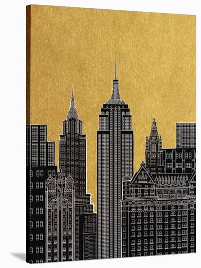New York View - Luxe-Clara Wells-Stretched Canvas