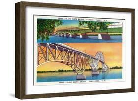 New York - View of Grand Island North and South Bridges-Lantern Press-Framed Art Print