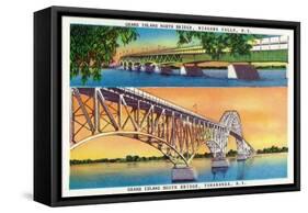 New York - View of Grand Island North and South Bridges-Lantern Press-Framed Stretched Canvas