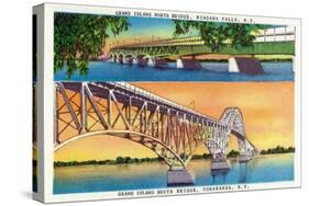 New York - View of Grand Island North and South Bridges-Lantern Press-Stretched Canvas