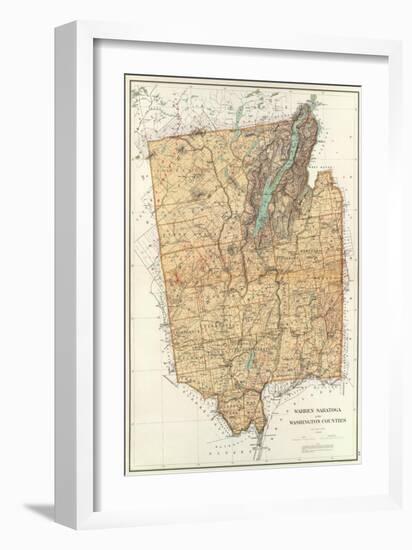 New York: Warren, Saratoga, Washington Counties, c.1895-Joseph Rudolf Bien-Framed Art Print