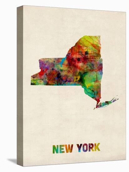 New York Watercolor Map-Michael Tompsett-Stretched Canvas