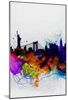 New York Watercolor Skyline 1-NaxArt-Mounted Poster