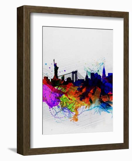 New York Watercolor Skyline 1-NaxArt-Framed Art Print