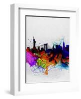 New York Watercolor Skyline 1-NaxArt-Framed Art Print