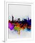 New York Watercolor Skyline 1-NaxArt-Framed Art Print