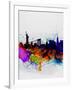 New York Watercolor Skyline 1-NaxArt-Framed Art Print