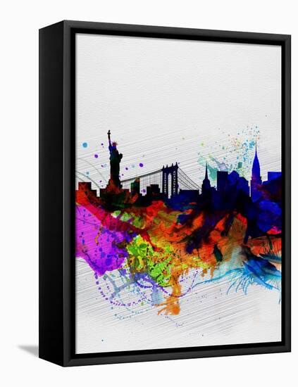 New York Watercolor Skyline 1-NaxArt-Framed Stretched Canvas