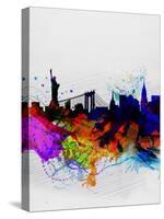 New York Watercolor Skyline 1-NaxArt-Stretched Canvas